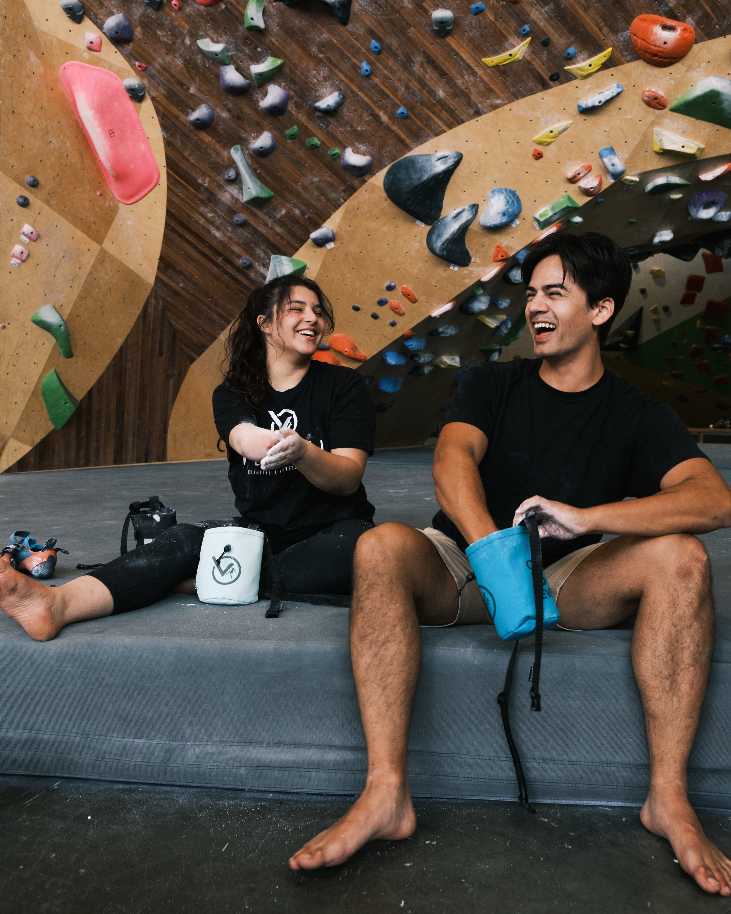 Friends relaxing together over coffee inside Vertical.